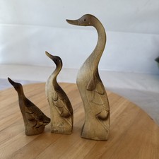 Vintage Wooden Family of Ducks