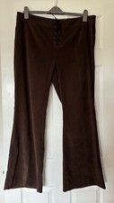 Ladies Vintage Etam Brown Suedette Bootleg Trousers - Size 20
