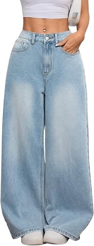 Women baggy jeans wide leg - baggy,