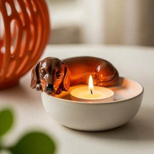 Resin pug dog candle holder - resin,