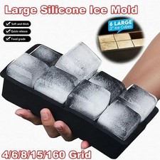 Large Silicone Ice Cube Tray Mold 4/6/8 Grid Jumbo Square Ice Maker