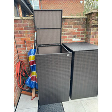 Bin Covers x2 Poly Rattan,  Steel Frame, Very Durable, Approx 70x80x117(WxDxH)cm