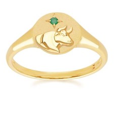 Zodiac Emerald Taurus Signet