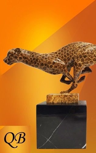 Art deco bronze cheetah cat - cheetah,