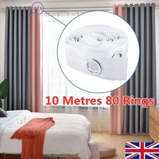10 Metres Curtain Heading Tape with 80 Round Eyelet Rings for Curtain Blinds UK
