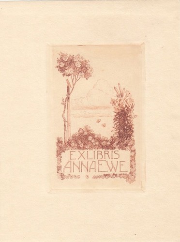 Exlibris bookplate etching - exlibris,