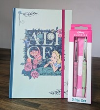 A5 Notebook And Pen Stationary Set Disney Alice In Wonderland New Lined Gift 