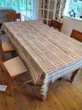 Traditional Indian Hand Printed Tablecloth (Fawn)