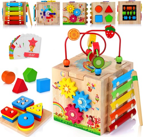 Wooden activity cube baby - activity,
