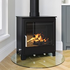 Cast Iron 8kW Log Burning Multi-Fuel Stove in Black - AmberGlo AGL059