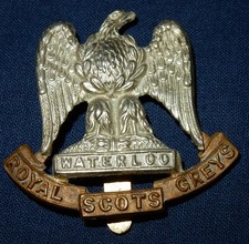 THE 2nd DRAGOONS (ROYAL SCOTS GREYS) BRITISH MILITARY CAP BADGE GENUINE BI METAL