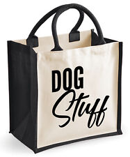 Dog Stuff Midi Size Jute Shopping Tote Bag Lunch Dog Lover Pup Puppy Owner Pet