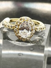 Ladies gold ring oval cz 2c