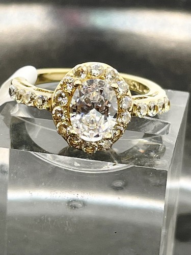 Ladies gold ring oval - cz, 2c
