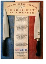 Vintage 1993 Print Ad Sabatier Cuisine France Both Knives Cost the Same 