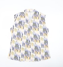 Simon Jersey Womens Multicoloured V-Neck Sleeveless Blouse Size 12