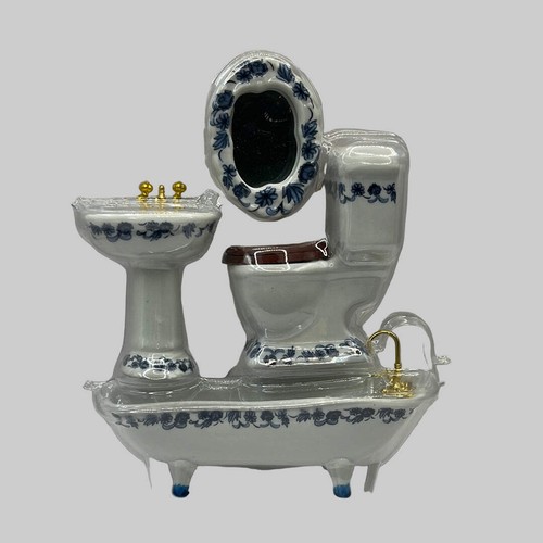Dolls house deluxe blue floral - dolls,