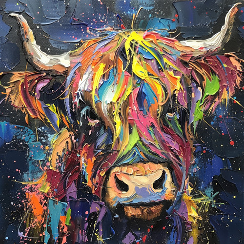 Highland cow colourful - colourful, art