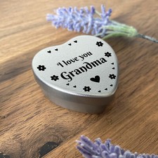 Silver Heart Tin Grandma Gift
