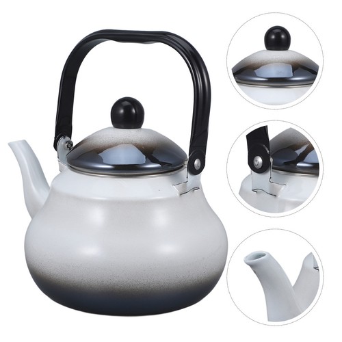 Vintage enamel tea kettle - vintage,