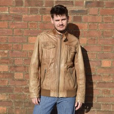 Tan Leather Vintage Jacket by