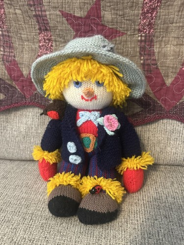 Hand knitted scarecrow - knitted, clown/