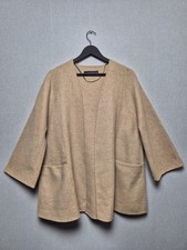 Zara Wool Kimono Jacket Size M Beige Handmade Open Luxe Neutral Classic 