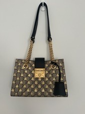 Gucci Padlock GG Supreme Bee Print Tote Bag Medium Canvas Leather Authentic