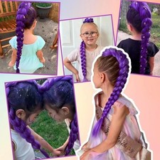 Rumi Hair Long Purple Braid Ponytail 26 Inches Pre Stretched Purple Hair Extensi
