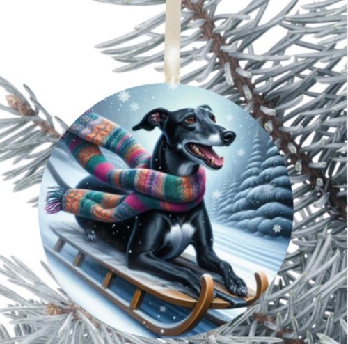 Greyhound dog hanging bauble - dog,