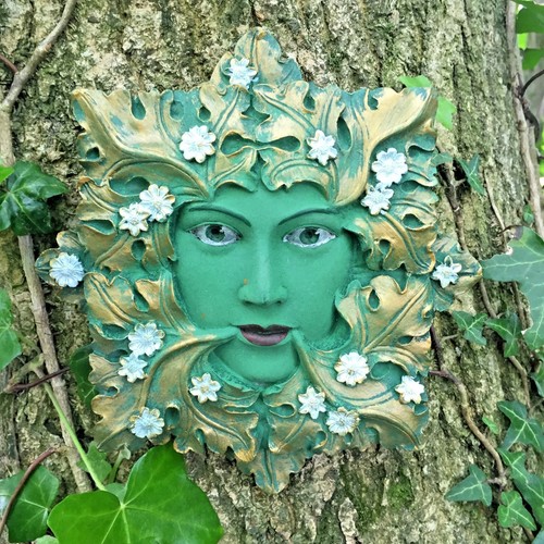 Queen floral green man garden - green,