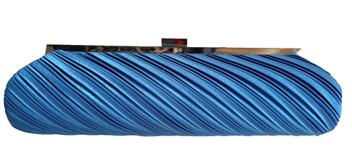 Women blue satin pleated - blue,