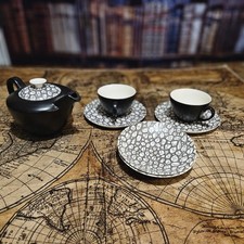 Mid century Poole pottery pebble design teaware.