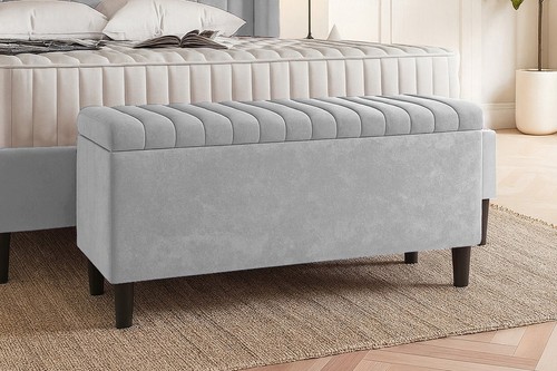 Lined velvet ottoman - velvet,