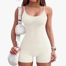 Womens One Piece Workout Rompers Yoga Short Jumpsuit Bodycon Outfits