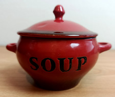 Red Ceramic Soup Bowl With Lid