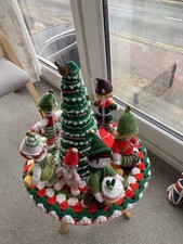 Christmas Elves Helping Santa Postbox Topper ( Hand Knitted And crocheted)