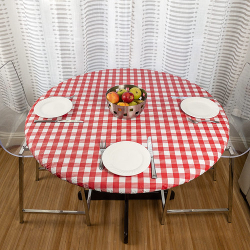 Round vinyl tablecloth fitted - vinyl,