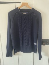 Superdry Women’s Wool Navy Jumper-Cable Knit Front- Size Medium