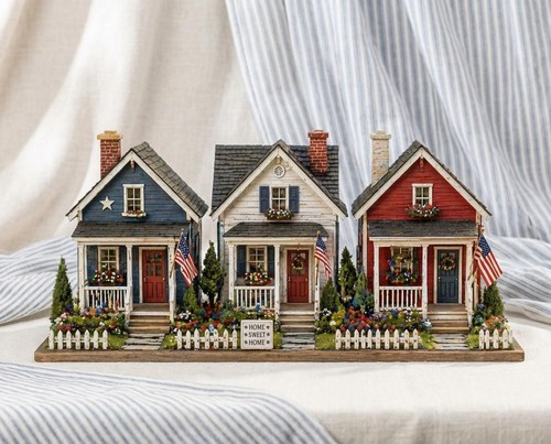 Patriotic wooden house decor - wooden,