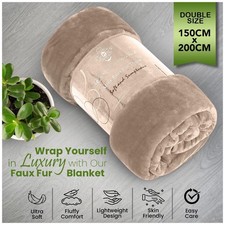 Now Reduced Luxury Faux Fur Mink Throw Blanket Double Size 150x200cm