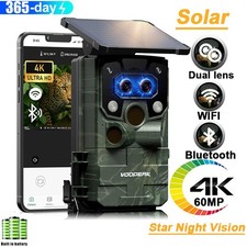 4K UHD 60MP WiFi Wildlife Trail Camera Solar  Dual lens Starlight Night Vision
