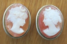 PAIR OF VINTAGE SILVER CAMEO