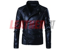 Men’s Black Leather Biker
