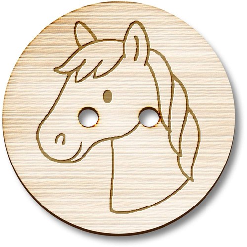 Horse head wooden - wooden, buttons