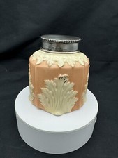 Antique Worcester Locke & Co. Porcelain Tea Caddy w/ Sterling Silver Lid