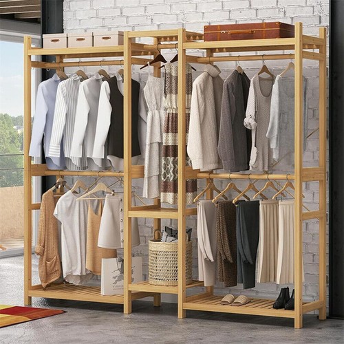 Bamboo clothing rack with - bamboo,