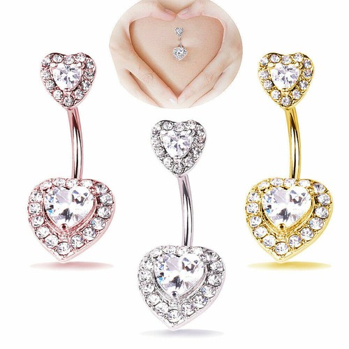 Heart belly button bar barbell - belly,