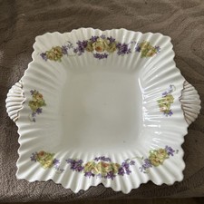 Shelley Late Foley Trinket Dish Square Cabbage Rose Scalloped