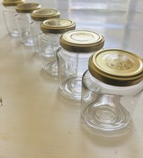 6x Empty Fortnum&Mason Oval Shaped Clear Glass 200ml Jam Jars With Lids